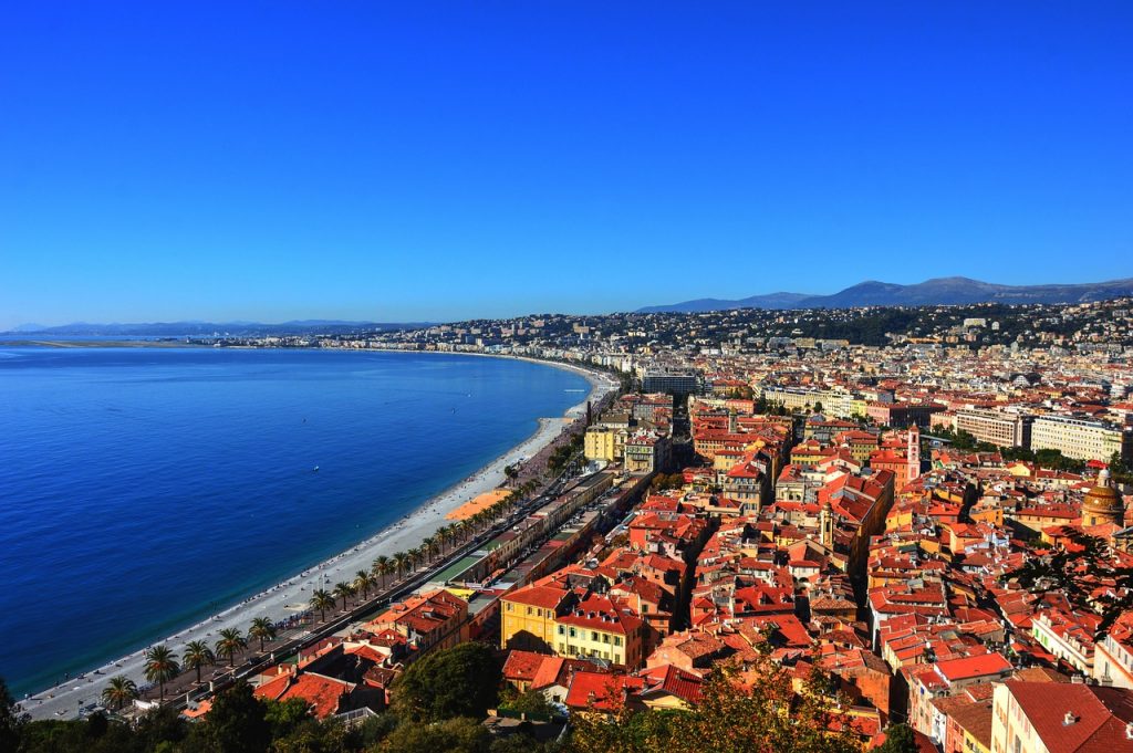 The rooftops of the Old Town of Nice and the Baie des Anges